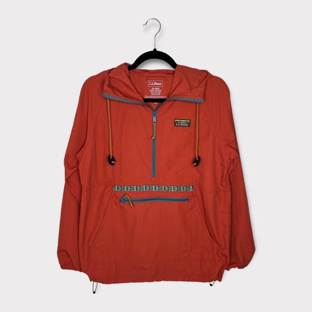 L.L. Bean Women's Mountain Classic Anorak Taped Trim Orange Spice Size XS